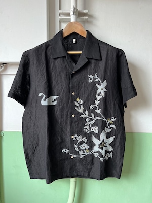 【LAST1】Cross-stitch shirt(Black)