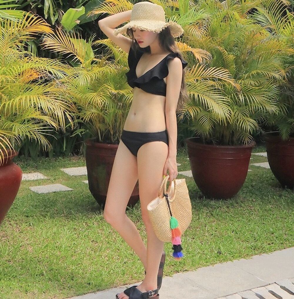 即日発送 水着 フリル セパレート 体型カバー フレア ニット | 水着