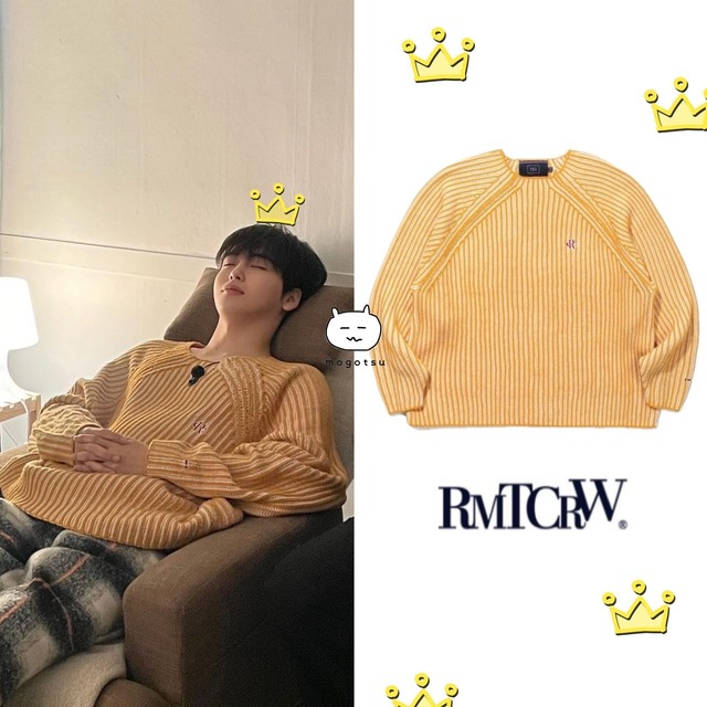★CRAVITY ヒョンジュン 着用！！【RMTCRW】ATHLETIC LOGO TWO TONE HEAVY KNIT - 3COLOR