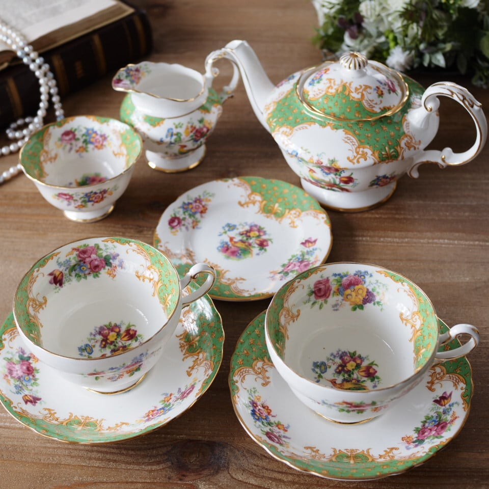 英国パラゴン ロッキンガム グリーン 優雅なティーセット | Antique