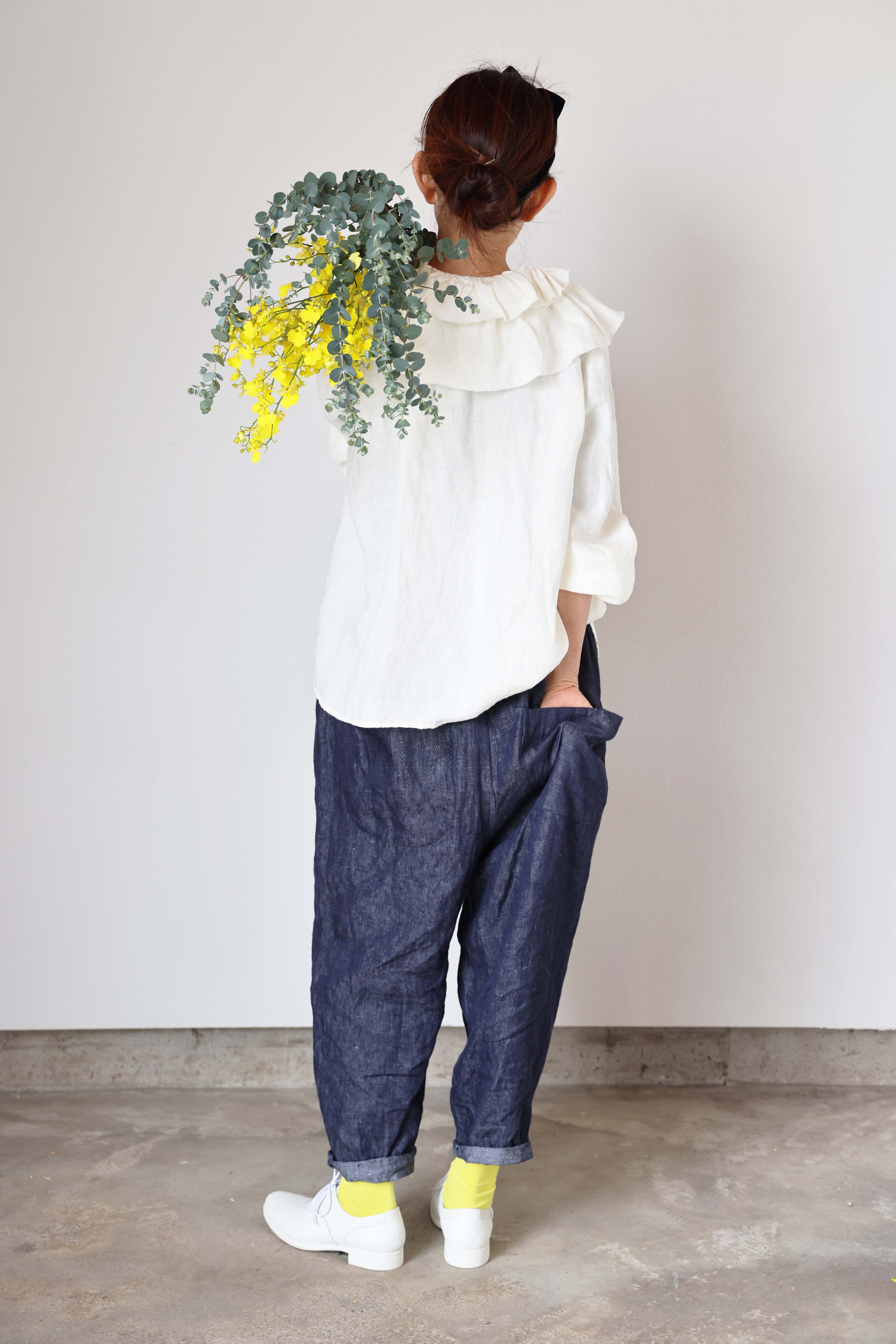 リネンデニムサルエルパンツ | motomi.m online store リネンデニムサルエルパンツ | motomi.m online store