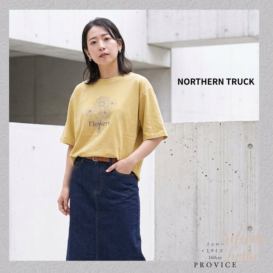 NORTHERN TRUCK/NDC56282/フラワー刺繡ワイドTシャツ/半そでTシャツ/薄