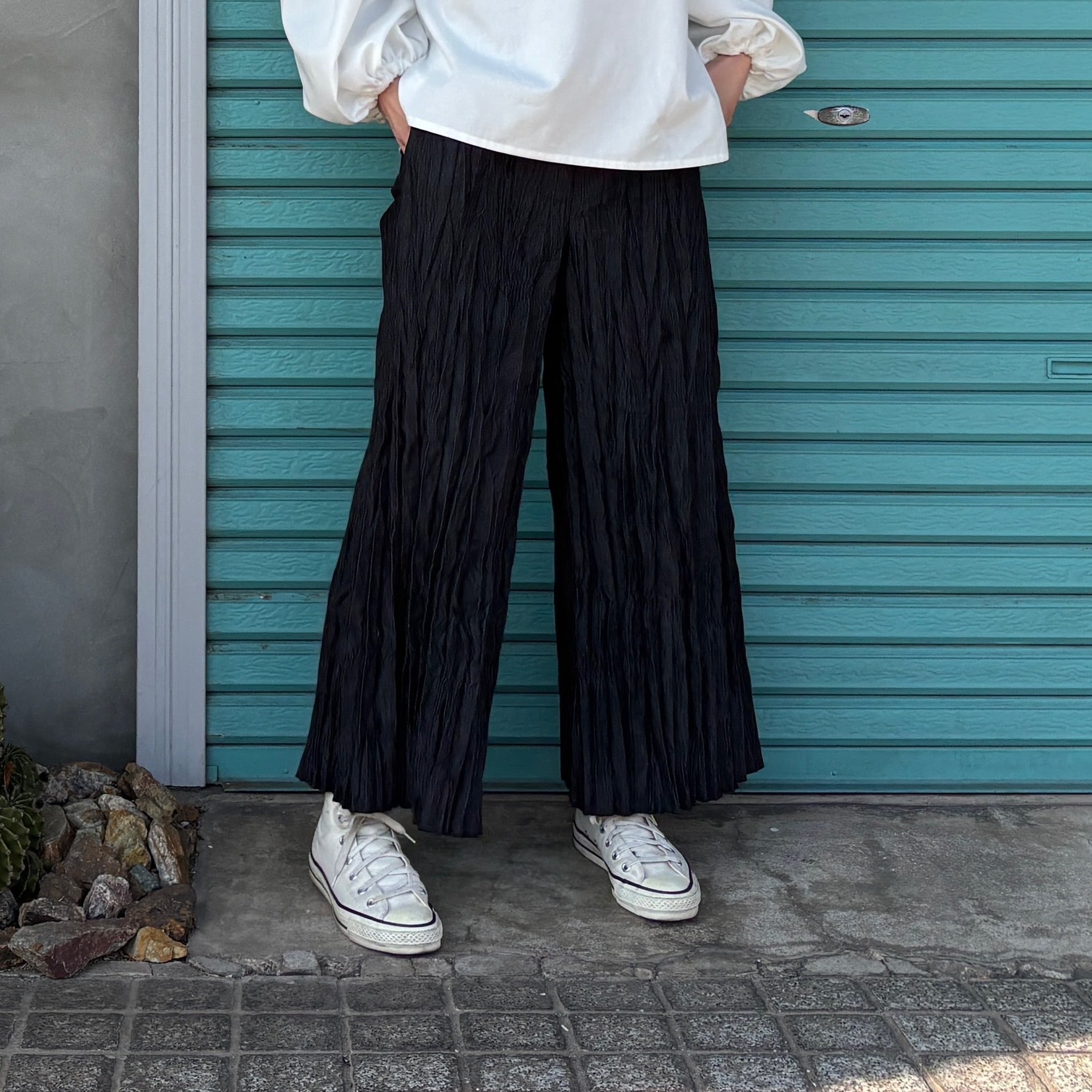 【Baked Crinkle Denim Pants 02】 StayBlack
