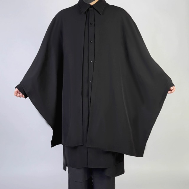 フェイクツーピースポンチョテイストロングシャツ（ruf_02546）