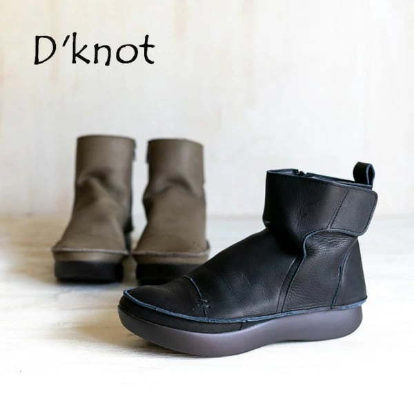 D'knot ディーノット 袋縫い サイドファスナー ルーズフィットレザーブーツ SP1711