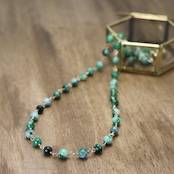 首元もおしゃれに！濃緑ミックスカラーネックレス A貨翡翠 jd_ne1083