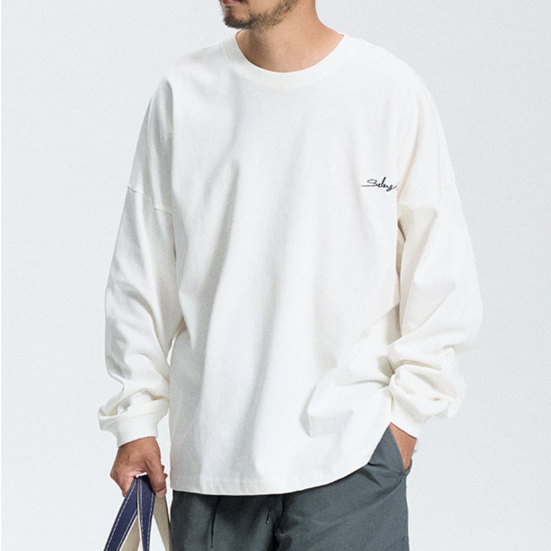 ロゴ刺繍オーバーサイズ長袖Tシャツ A18070