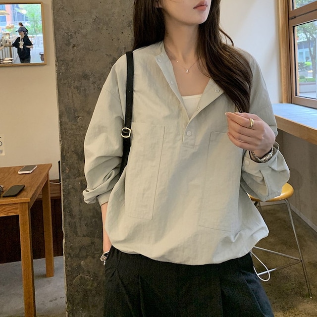 ルーズフィットノーカラードロストプルオーバー 2color [am03779]