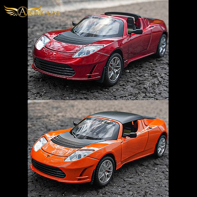 テスラ TESLR ロードスター 1/24 ミニカー 全4色 ライト点灯 エンジンサウンド 合金モデル 模型 ジオラマ