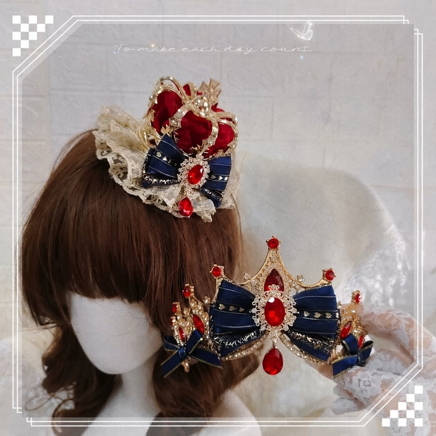 ヘアアクセサリー 王冠 ゴシック コスプレ 初回限定 宝石リボンの