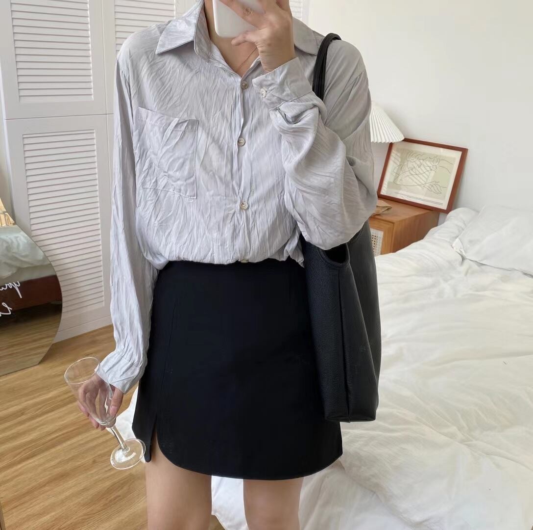 シワ加工　とろみシャツ　AJ2205-609