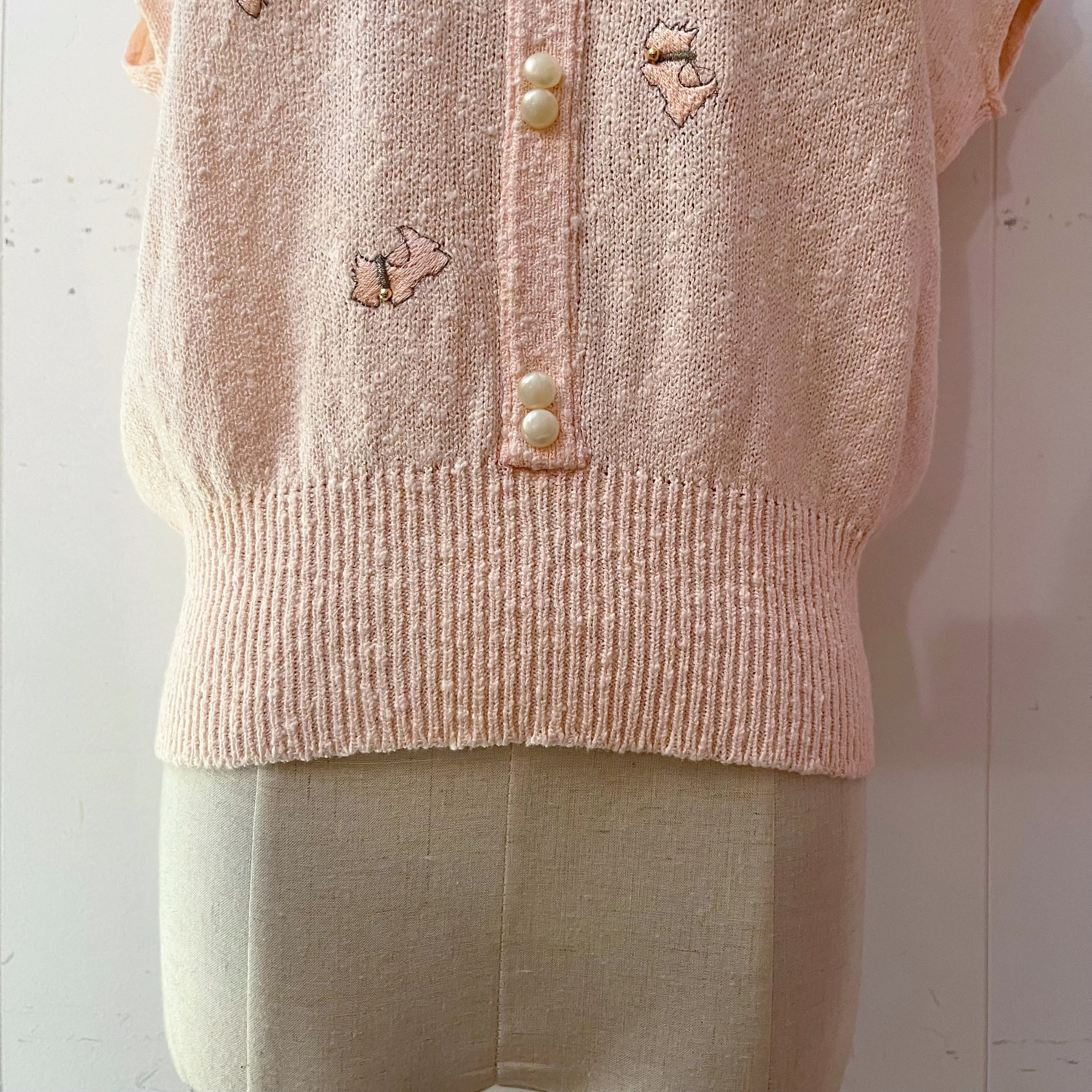 pink terrier lace collar summer knit