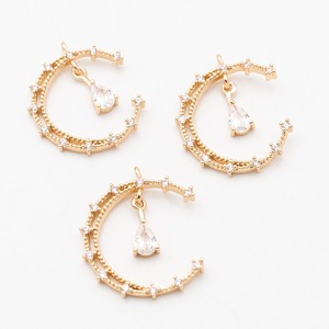 【H150-3】16K金属パーツ 三日月＆しずく 1個