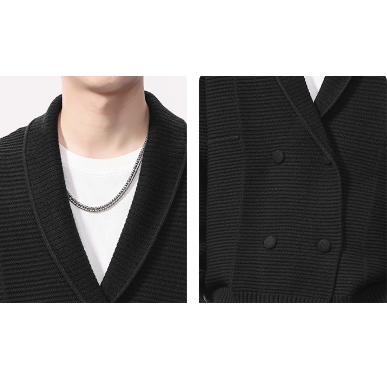 ダブルブレストワイドカラーニットカーディガン 　TB1782・画像8