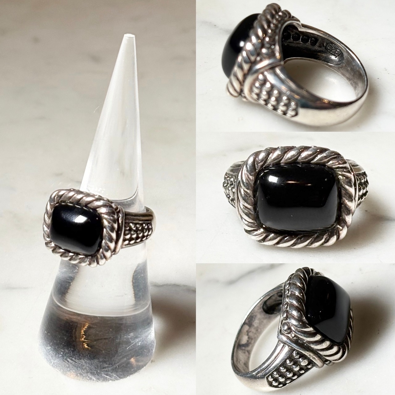 vintage silver Onyx ring