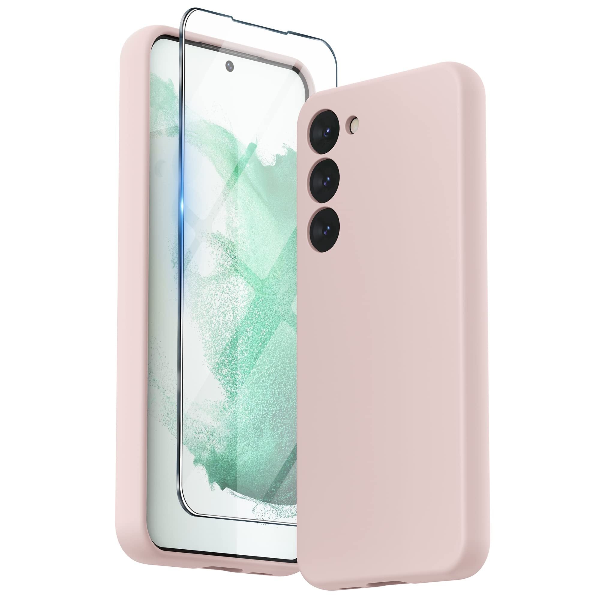 【新着特価】SURPHY Galaxy S23 ケース シリコン(カメラの全面保護)フィルム付き 6.1インチ対応(2023) 極薄 耐衝撃 超軽量 指紋防止 ワイヤレス充電対応 Galaxy S23ソフト薄型カバー (ピンク)