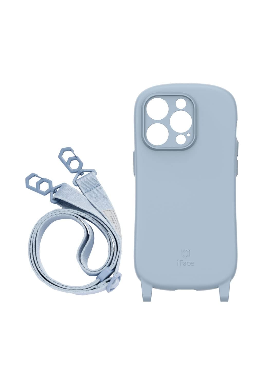 iFace Hang and iPhone 14 Pro ケース シリコンハード/ショルダーストラップ セット (ペールブルー) 【アイフェイス アイフォン14プロ 用 カバー ショルダー 】
