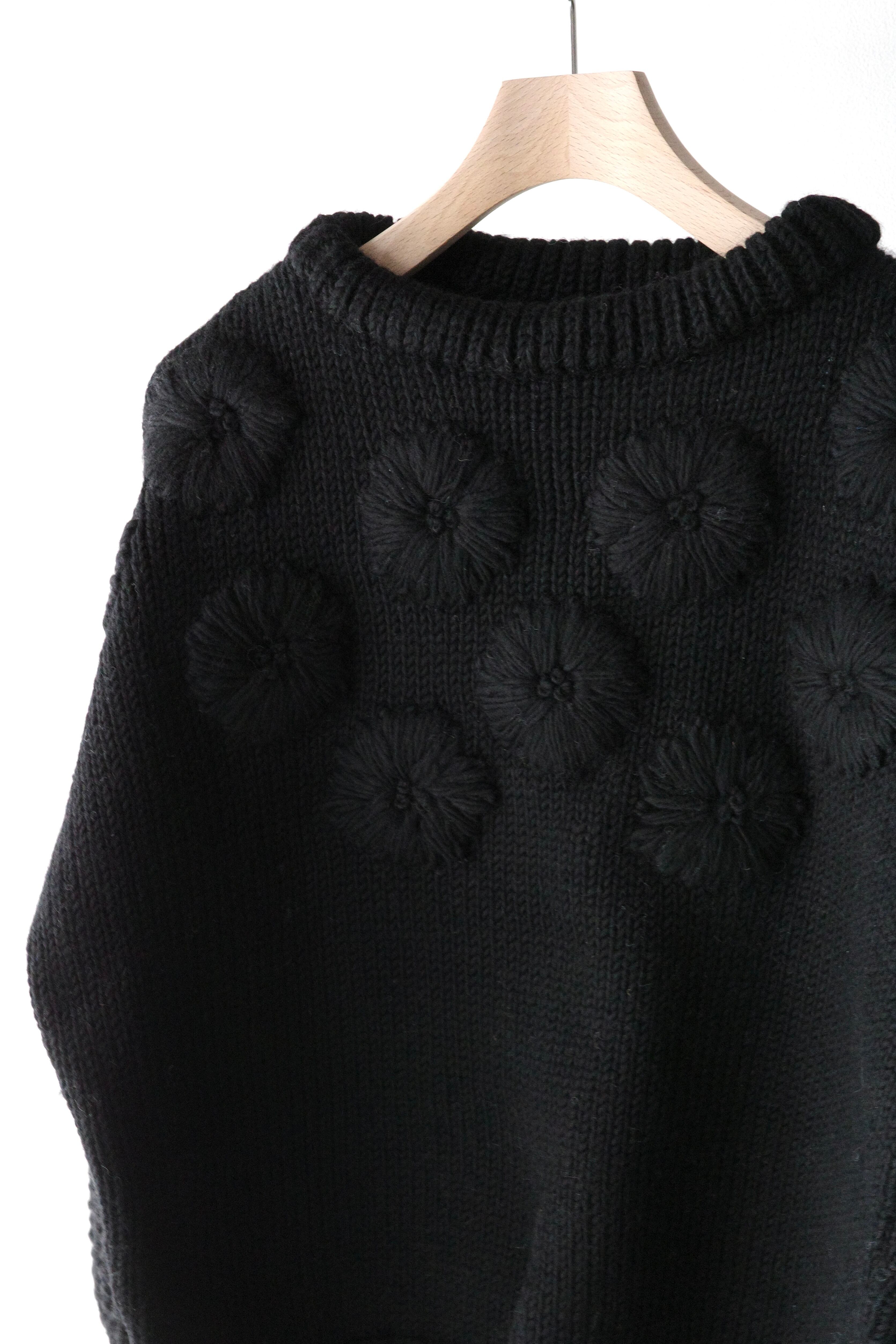 ☆【Ajwain】HAND KNIT Flower motif C/N/black | TOLMA 