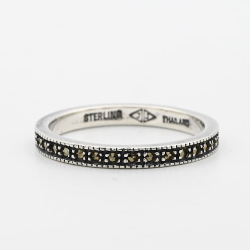 Marcasite Studs Accent Thin Eternity Ring #18.5 / Thailand