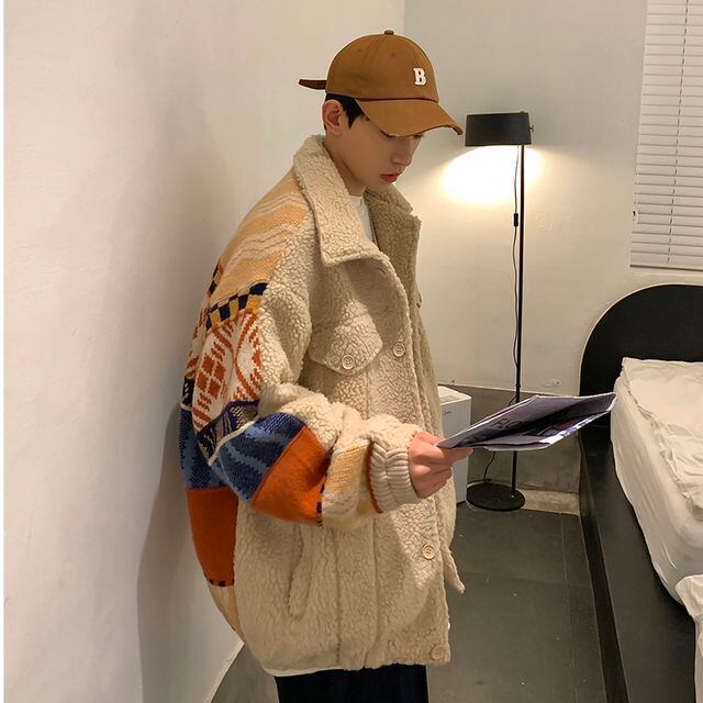 予約販売】ボアブルゾン アウター ジャケット ネイティブ柄 ショート丈