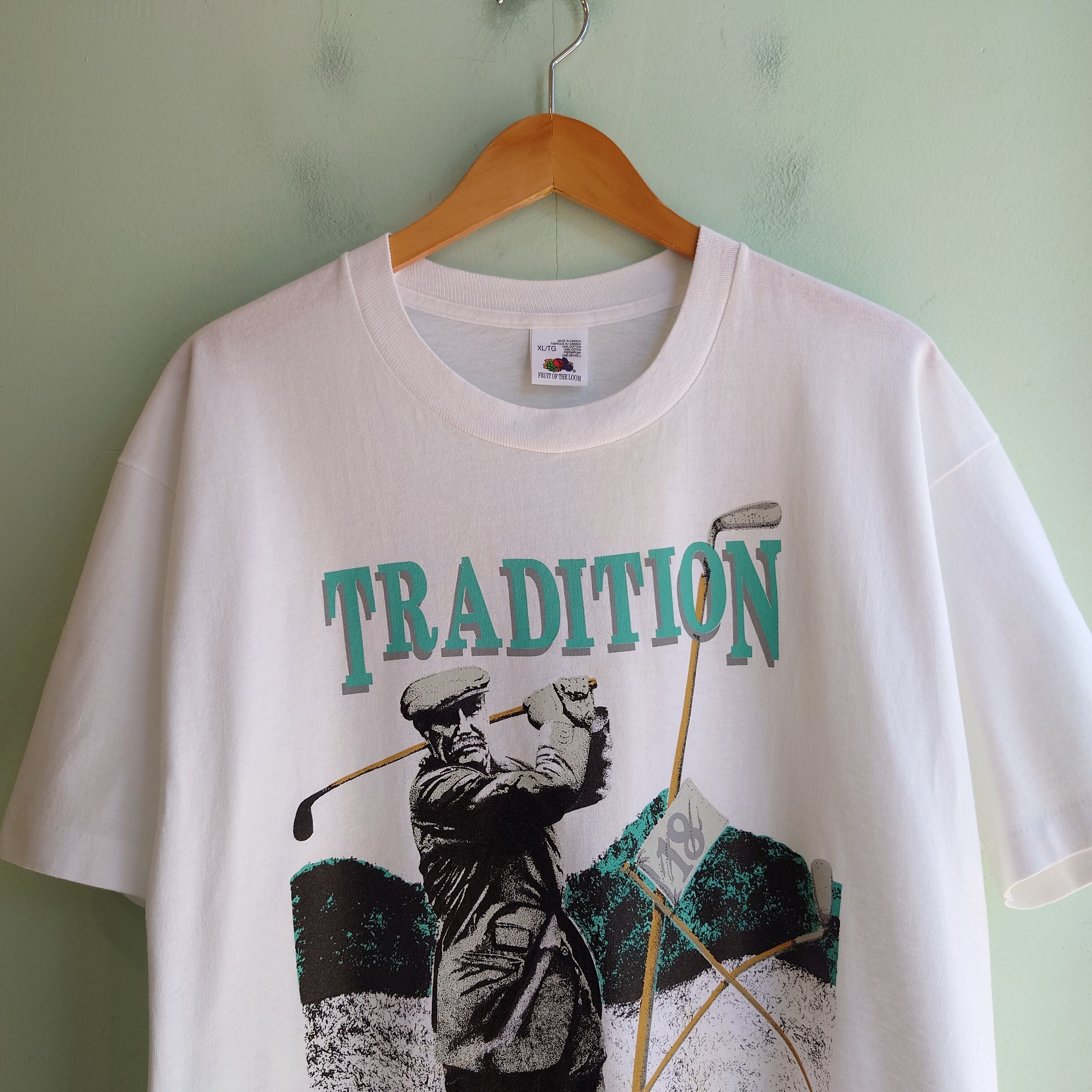 fruit of the room ゴルフ柄 90年代 ヴィンテージTシャツ カナダ製 白T 