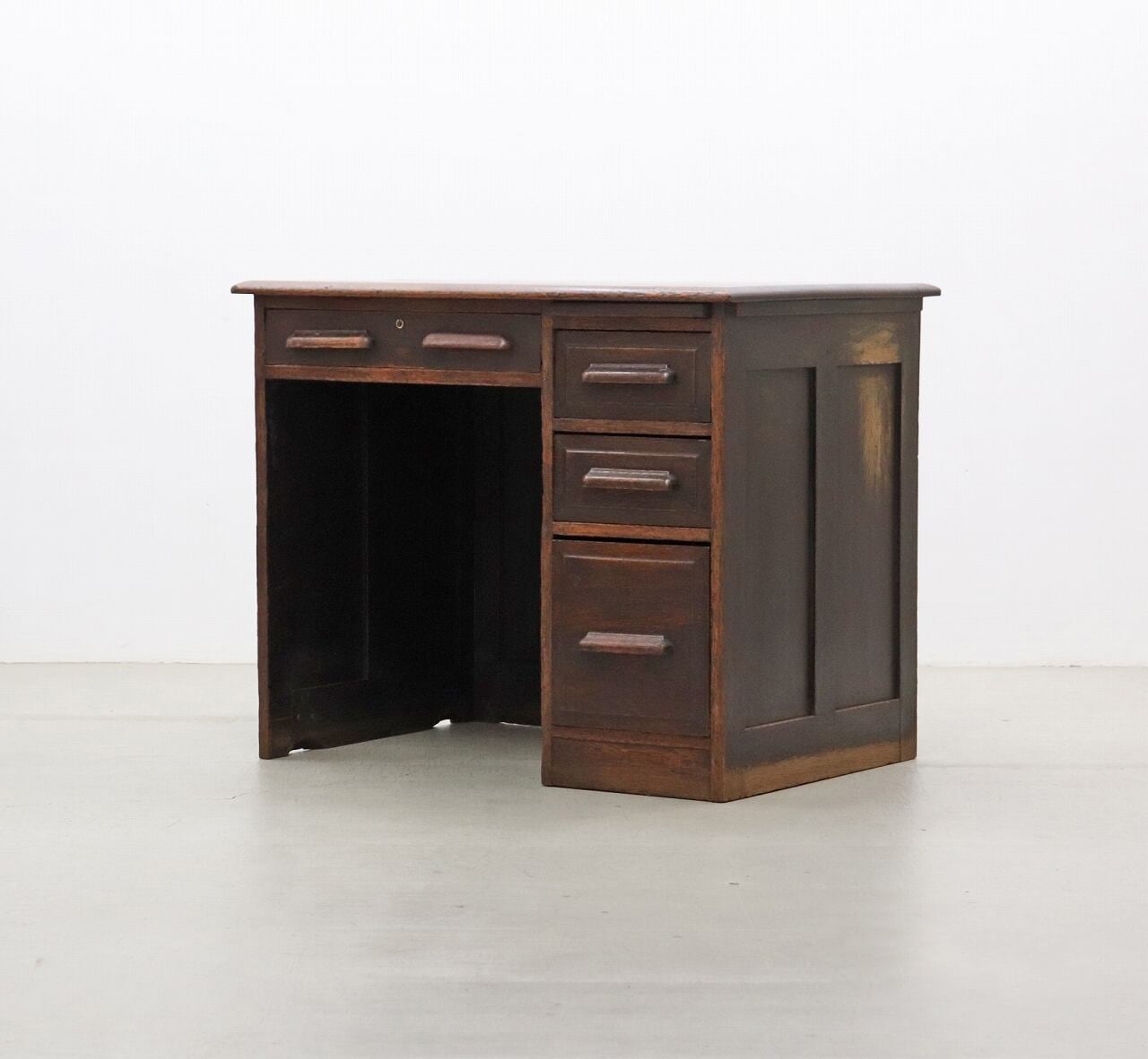 英国 イギリス オーク材 ヴィンテージ 片袖デスク 引き出し 机 書斎