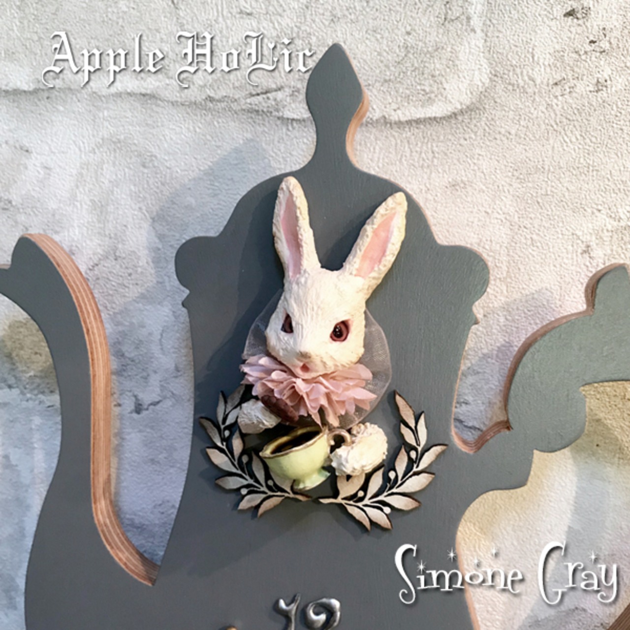 ウォールクロック【Simone Gray Clock・ジモーネ グレー】うさぎ