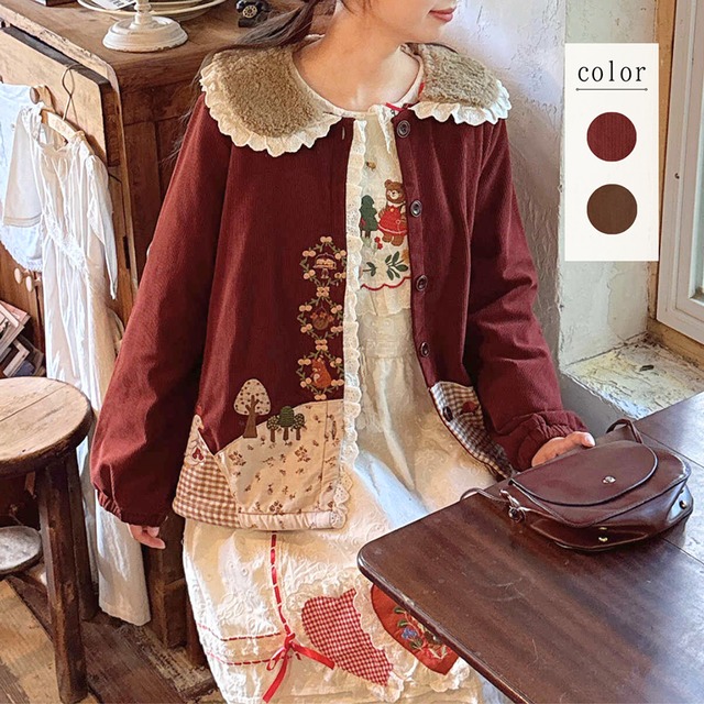 フォレストレトロコーデュロイワッペン刺繍ジャケット W1570