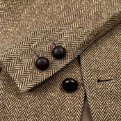 VAN JAC ヴァンヂャケット 英国製Robert NOBLE生地 ヘリンボーン ツイード ジャケット サイズ M /段返3B/メンズ/ブラウン系