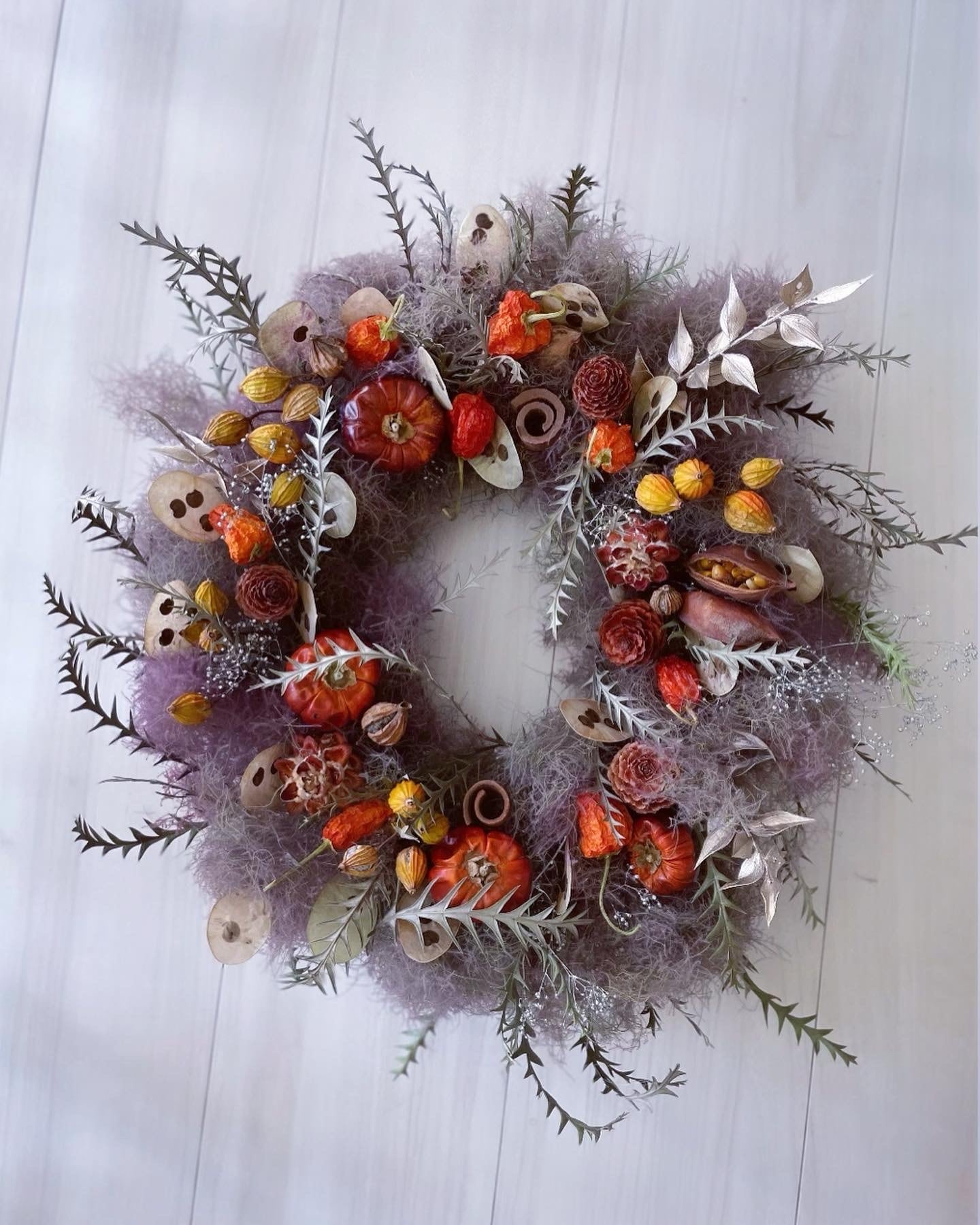 Halloween wreath ✶ ハロウィンリース かぼちゃ スモークツリー