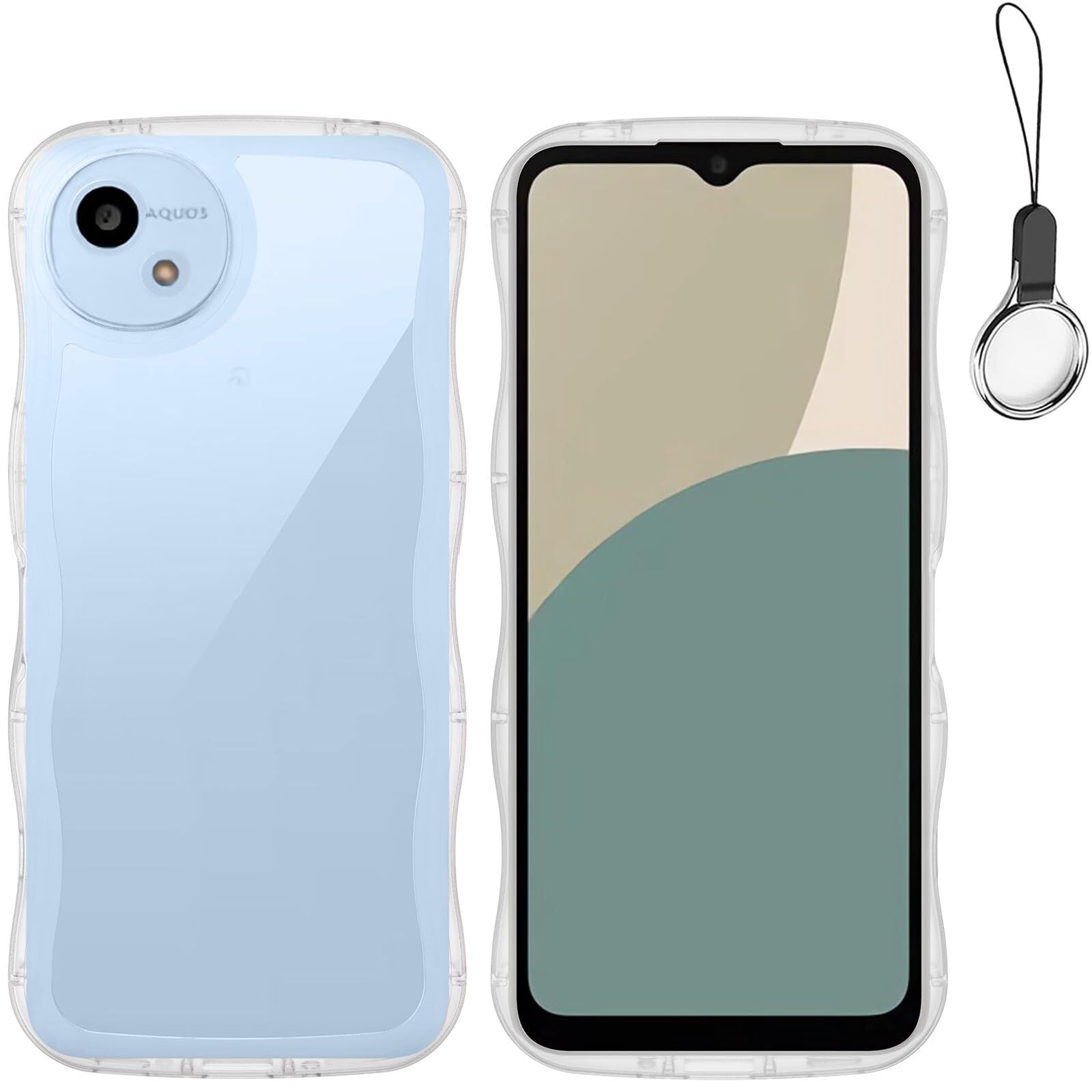 人気商品】AQUOS Wish 4 かわいい ケース うねうね 耐衝撃 アクオス