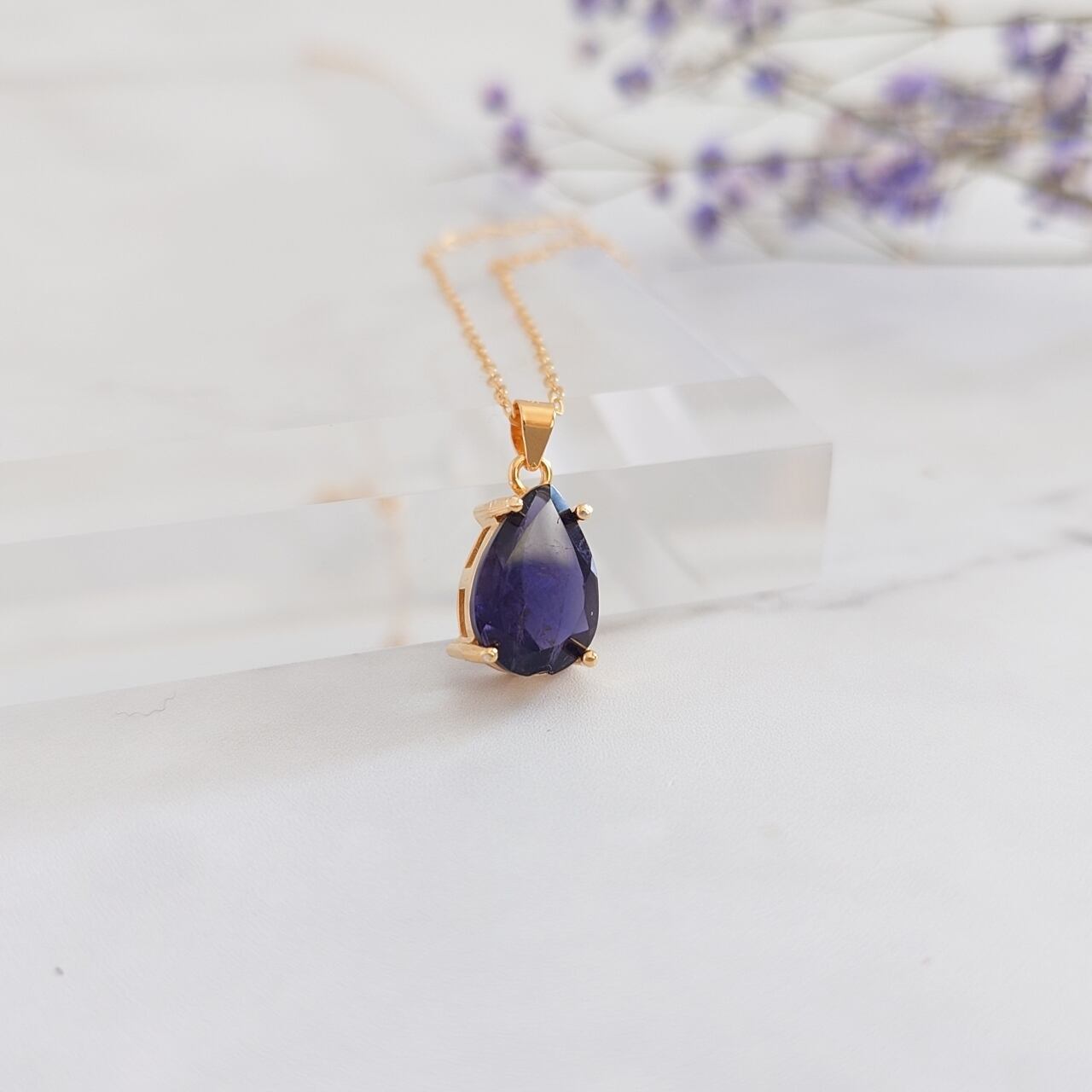 アイオライト ペアシェイプ ネックレス