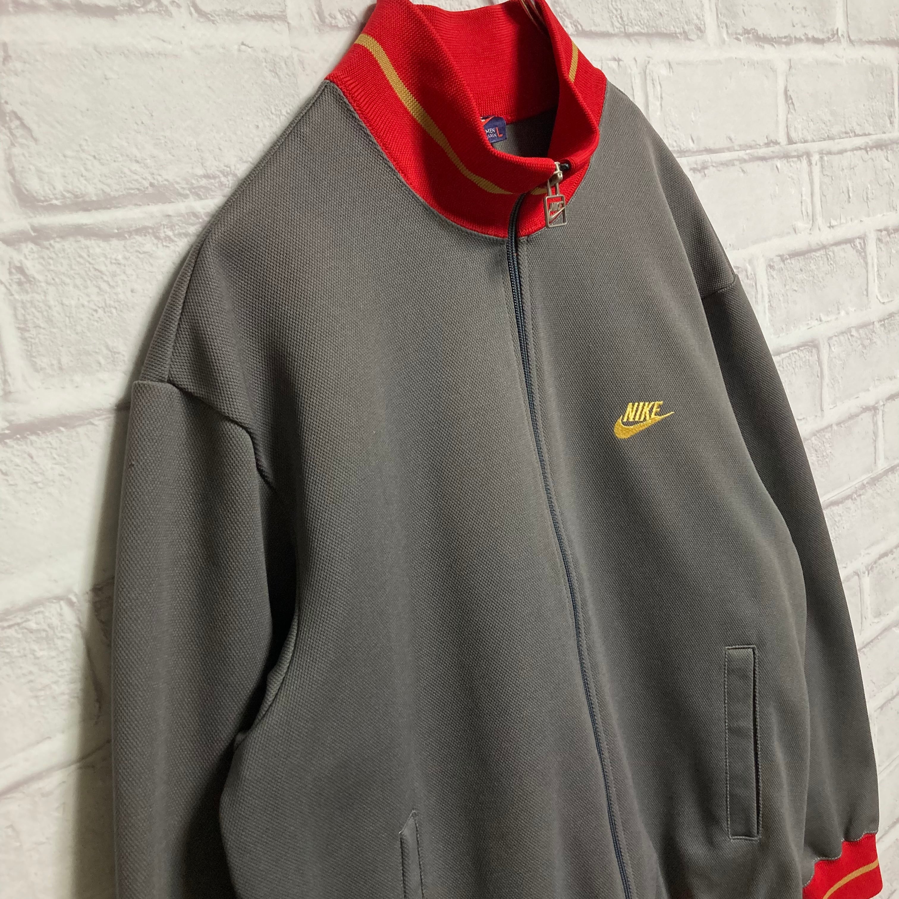 【NIKE】Track Jacket L 80s Made in JAPAN 紺タグ 胸ロゴ ロゴ刺繍 美品 トラックジャケット アウター 古着