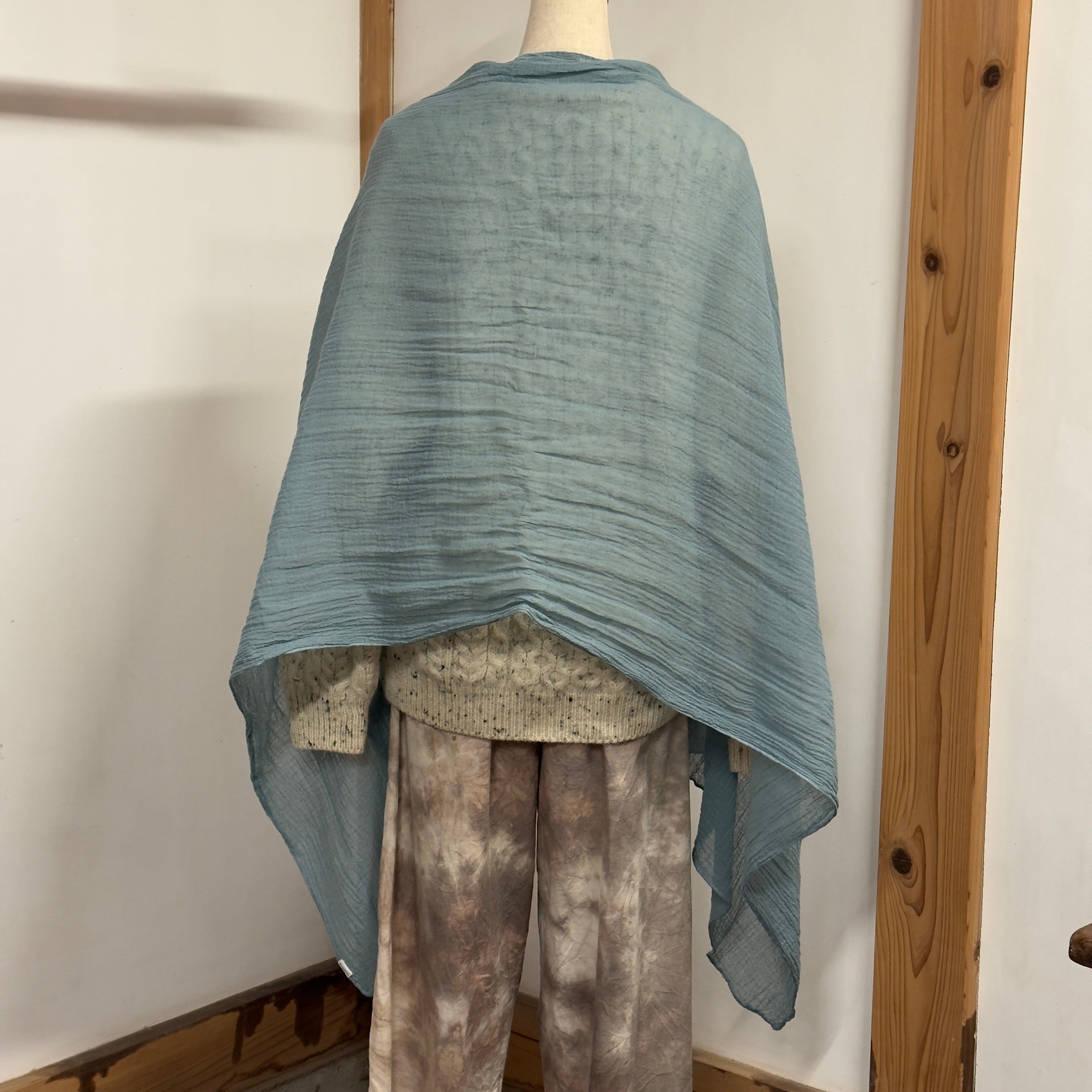 手染め 綿100% ふんわりストール｜ブルーベリー染め（植物染め