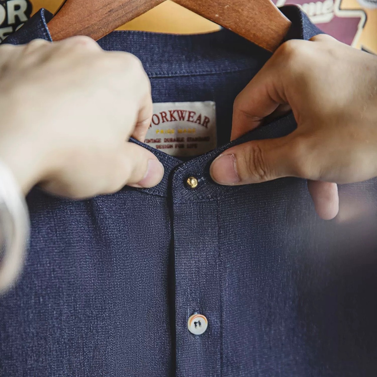 Band Collar Regular Fit Long Sleeve Shirt ◇H0181