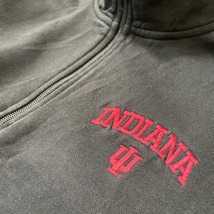 【SPORT-TEK】カレッジ インディアナ大学 ハーフジップ スウェット トレーナー Indiana University system 刺繍ロゴ L US古着