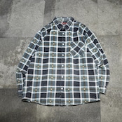 cotton light flannel check shirt blue