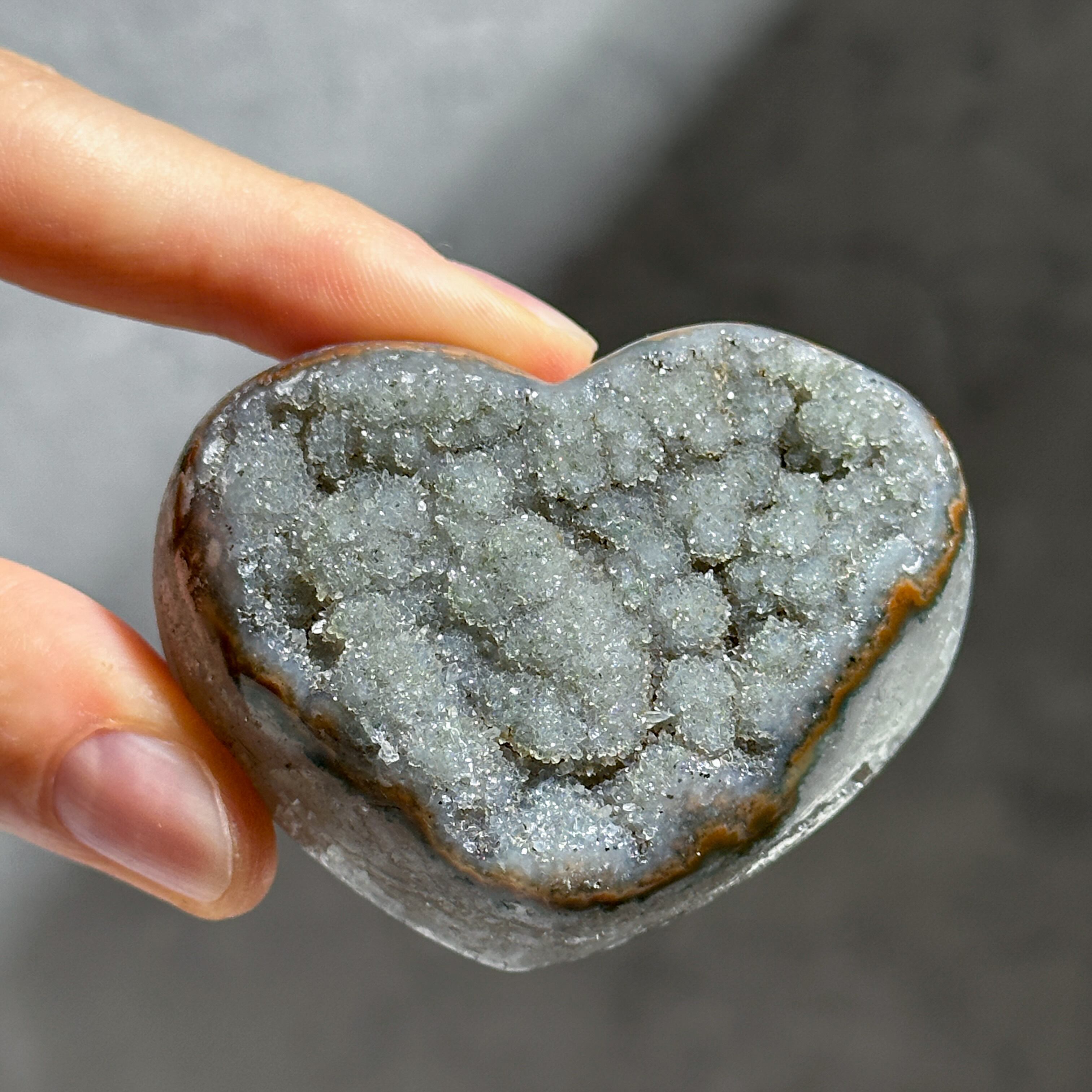 アゲート×ドゥルージー ハート 42◇ Agate × Druzy ◇天然石・鉱物