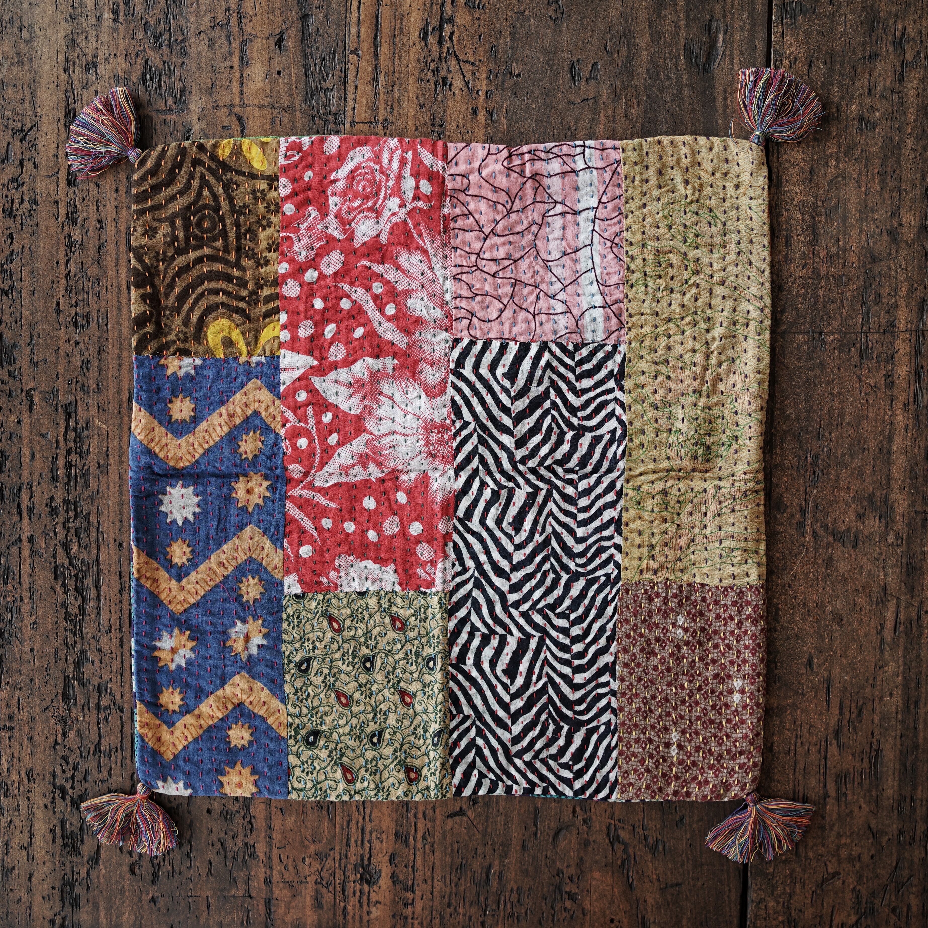 リサイクルサリーパッチワーククッションカバー【C006】/People Tree