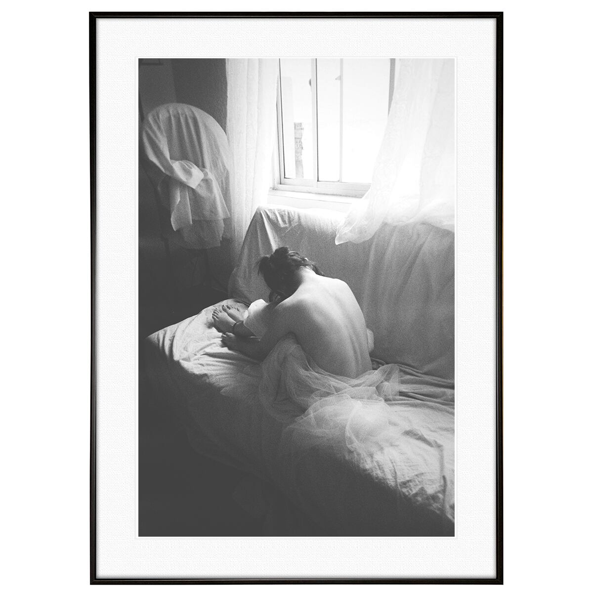 人物写真 女性の背中 インテリアアート モノクロポスター額装 AS3688