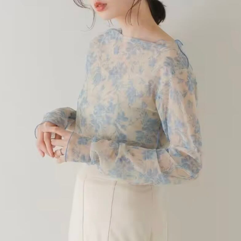 botanical sheer tops