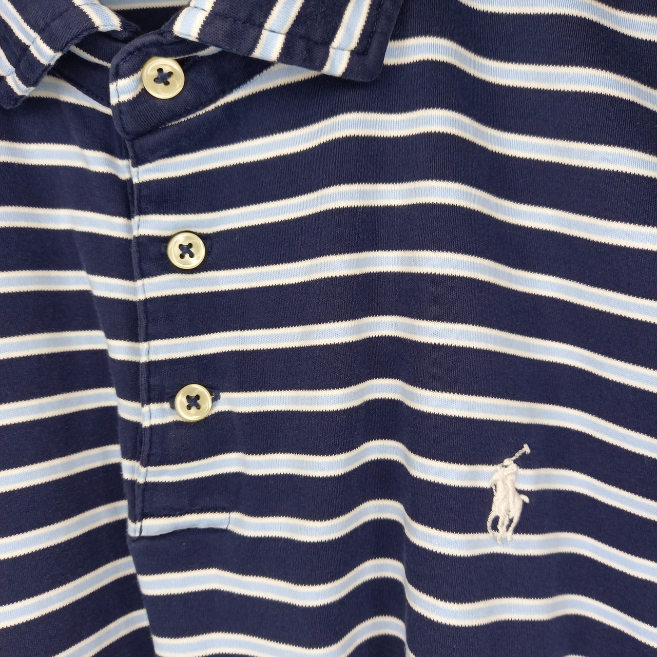 ポロラルフローレン　ポロシャツ　半袖　刺繍ロゴ　オーバーサイズ　ボーダー　XL