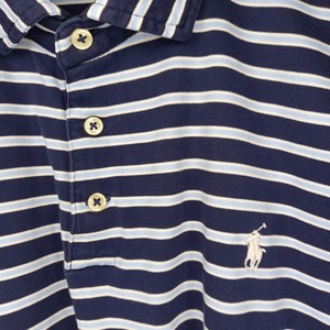 ポロラルフローレン　ポロシャツ　半袖　刺繍ロゴ　オーバーサイズ　ボーダー　XL