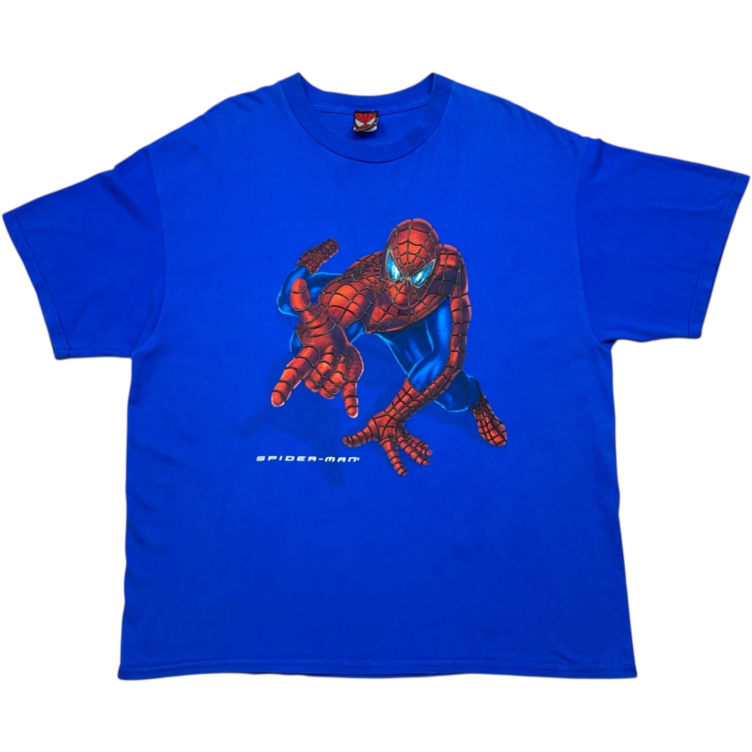 《XL》 SPIDER-MAN スパイダーマン ムービーTシャツ 3Dプリント ブルー USA製 no.7978
