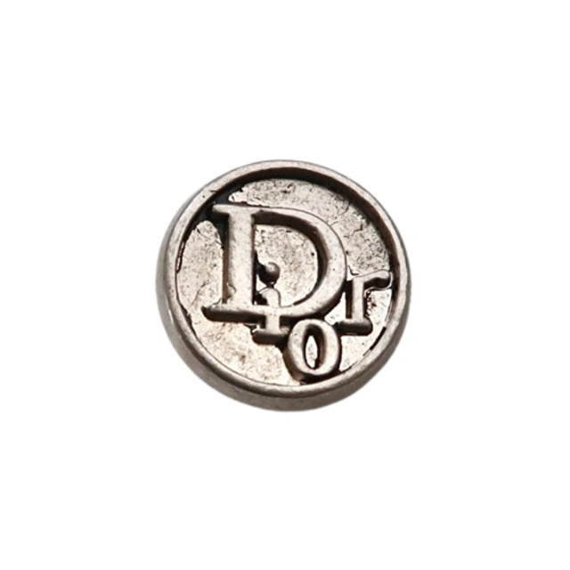 【VINTAGE Christian Dior BUTTON】メタルシルバーロゴボタン 15mm D-26002