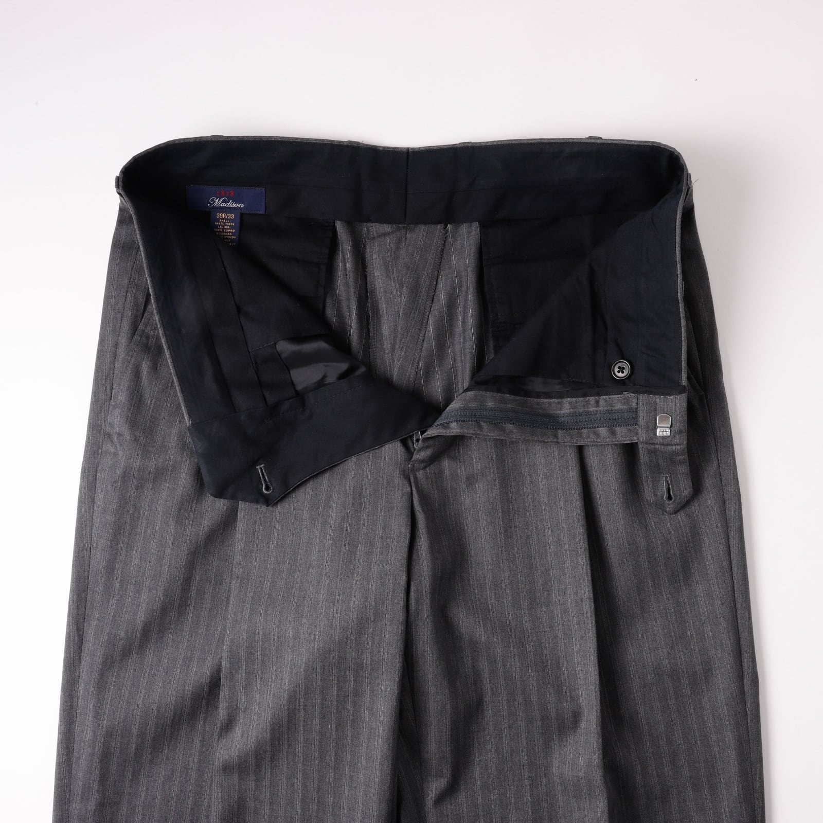 ブルックスブラザーズ未使用ブラック黒コットンスラックスパンツW33 極美品】Brooks brothers special wool slacks pants W33 gray stripe