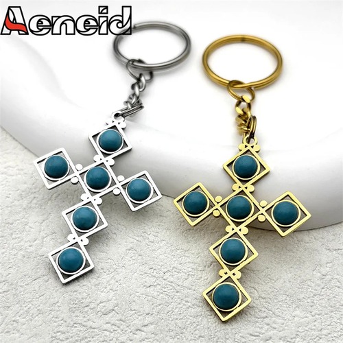 ペンダント 指輪 リング  ステンレス チェーン ストーン クロス 鍵 レディース メンズ BOHO スチール ターコイズ