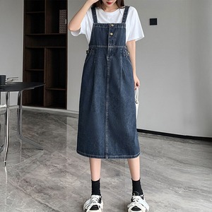 2025/09/17 サロペット ワンピース デニム レディース 韓国 ノースリーブ 大人 カジュアル かわいい おしゃれ スリット オールインワン ジャンパースカート 大人可愛い 大人女子 [LS-CFD014]