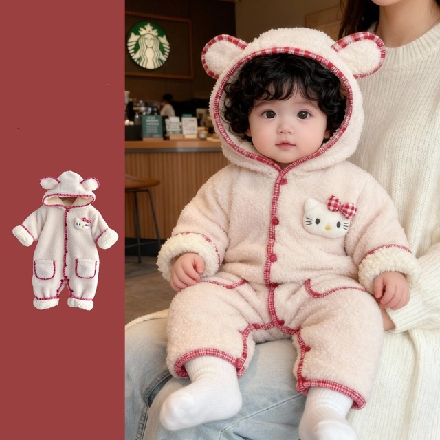 ベビー  冬新作 フード 付き 防風 防寒 お出かけ アウターロンパース