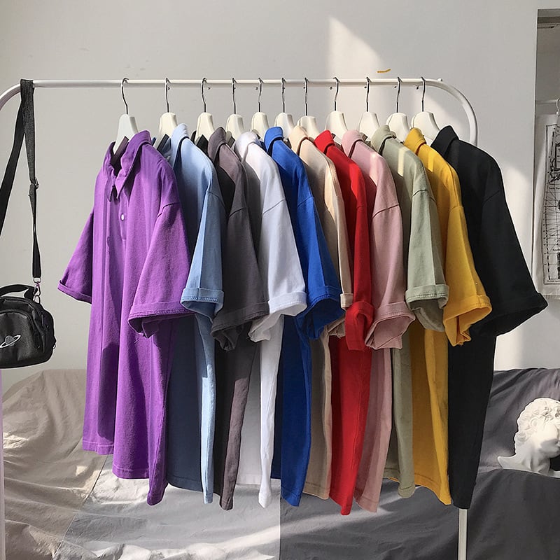 Yidaoヴィンテージ2019夏新作無地オールマッチラペル半袖TシャツメンズルーズカジュアルPOLOシャツ半袖-アリババ ハーフスリーブ サマー 夏物 ソリッドカラー ビンテージ hip6-161165516564168